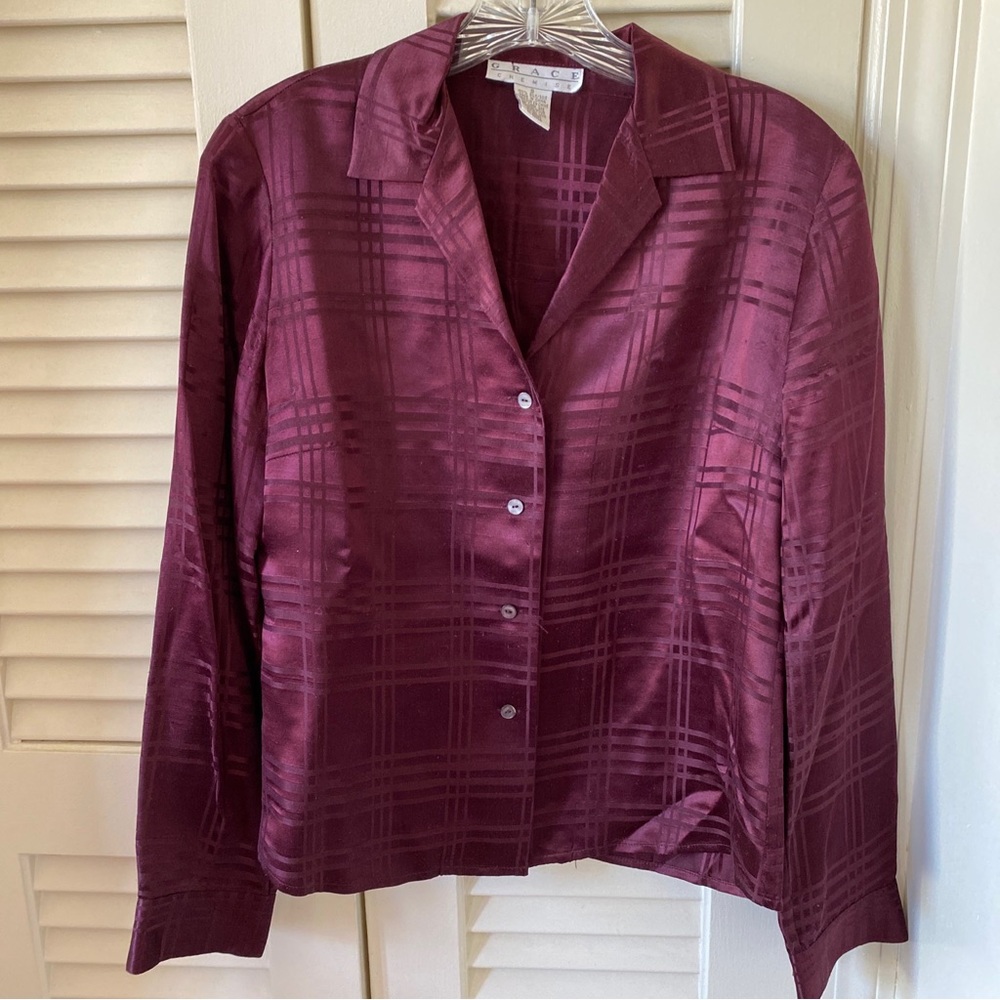 Ladies 100% Silk Blouse by Grace size S